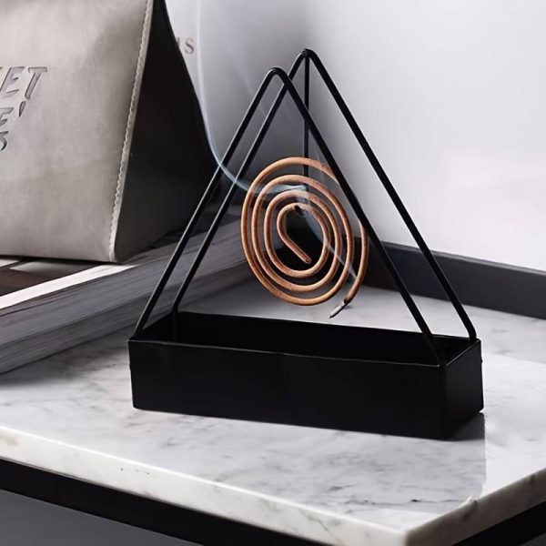 1pc Simple Triangle-shaped Iron Mosquito Coil Holder Creative Hanging Or Standing Incense Burner (random Color)