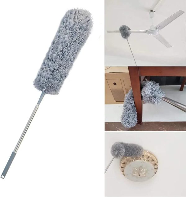 280cm Telescoping Duster, 100″ Extendable Microfiber Feather Duster, Flexible Bending Cleaning Head, For Ceiling Fan, Blinds And Cobweb Removal, Bendable Head, Washable
